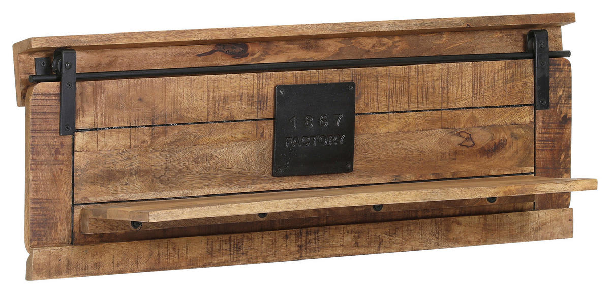 WANDBOARD Mangoholz massiv Naturfarben  - Naturfarben, KONVENTIONELL, Holz/Metall (100/38/25cm) - Landscape