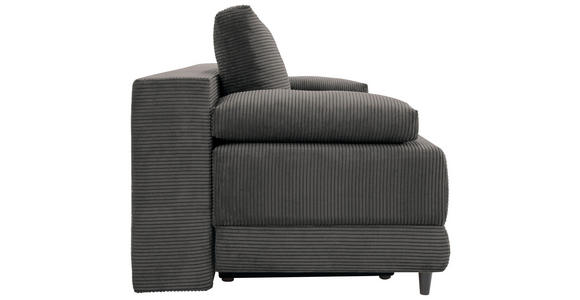 SCHLAFSOFA Cord Graphitfarben Rückenkissen, Armlehnenkissen, Bettkasten, Schlaffunktion, Rücken echt, Liegefläche im Originalstoff  - Schwarz/Graphitfarben, KONVENTIONELL, Holz/Textil (196/96/103cm) - Carryhome