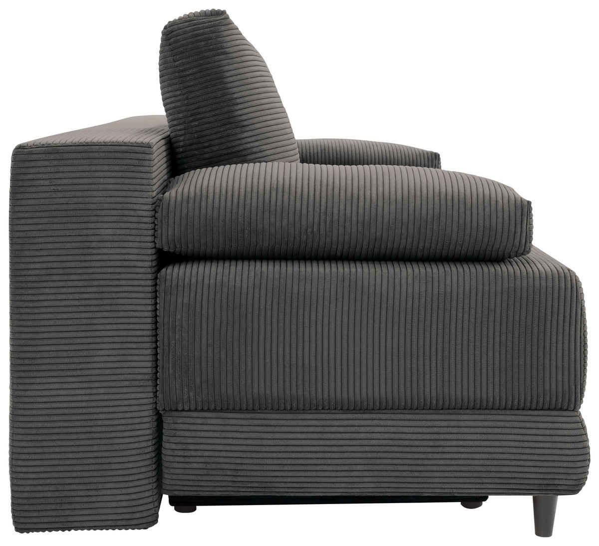 SCHLAFSOFA  mit Liegefunktion, Schlafen auf Sitzhöhe, Rücken echt Cord Graphitfarben  - Schwarz/Graphitfarben, KONVENTIONELL, Holz/Textil (196/96/103cm) - Carryhome