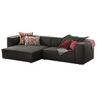 ECKSOFA around the block Braun Echtleder  - Schwarz/Braun, MODERN, Leder/Kunststoff (164/300cm) - Chilliano