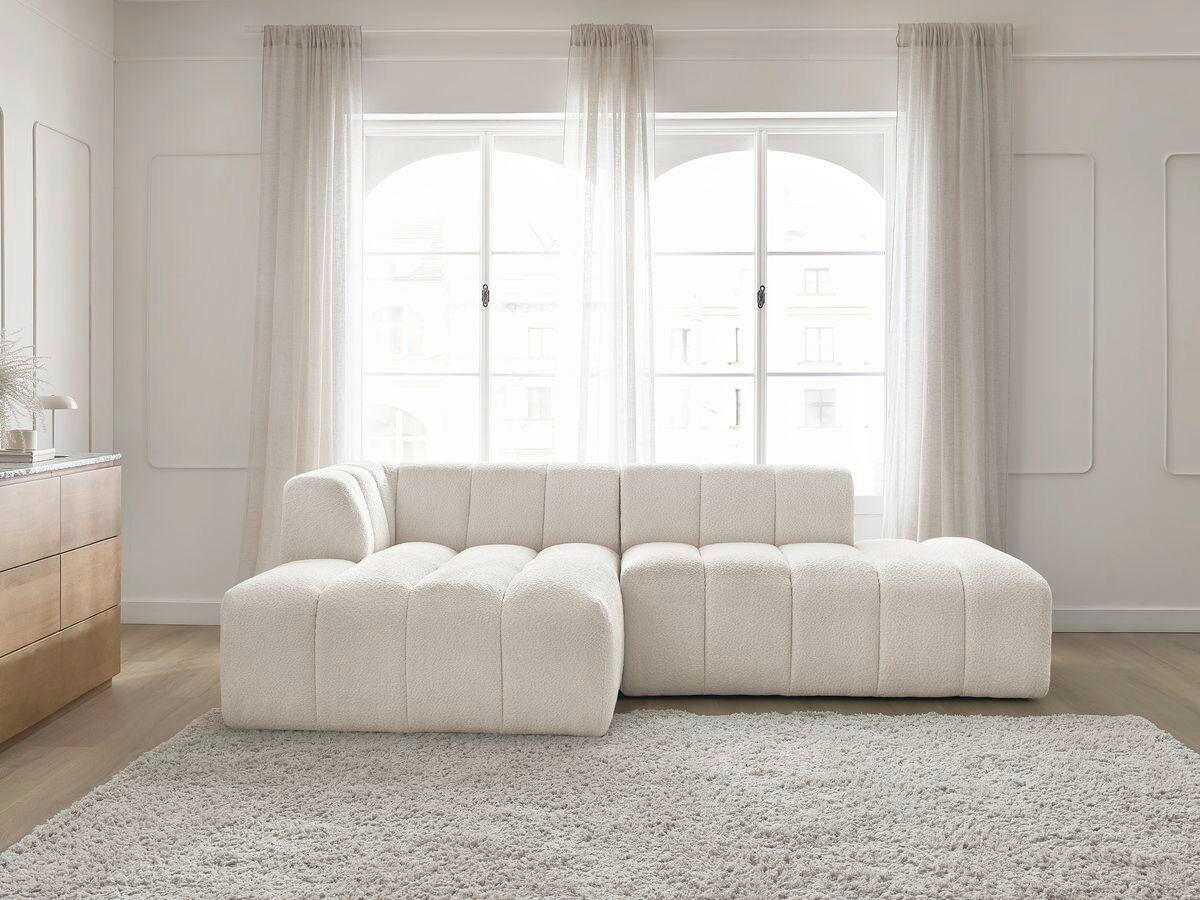ECKSOFA  ANNECY Weiß Bouclé  - Schwarz/Weiß, MODERN, Kunststoff/Textil (170/262cm)