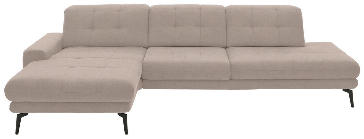 ECKSOFA in Flachgewebe Naturfarben  - Schwarz/Naturfarben, Design, Textil/Metall (190/309cm) - Beldomo Style