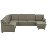 WOHNLANDSCHAFT Echtleder Platinfarben  - Platinfarben/Alufarben, Konventionell, Leder/Metall (239/329/165cm) - Beldomo Premium