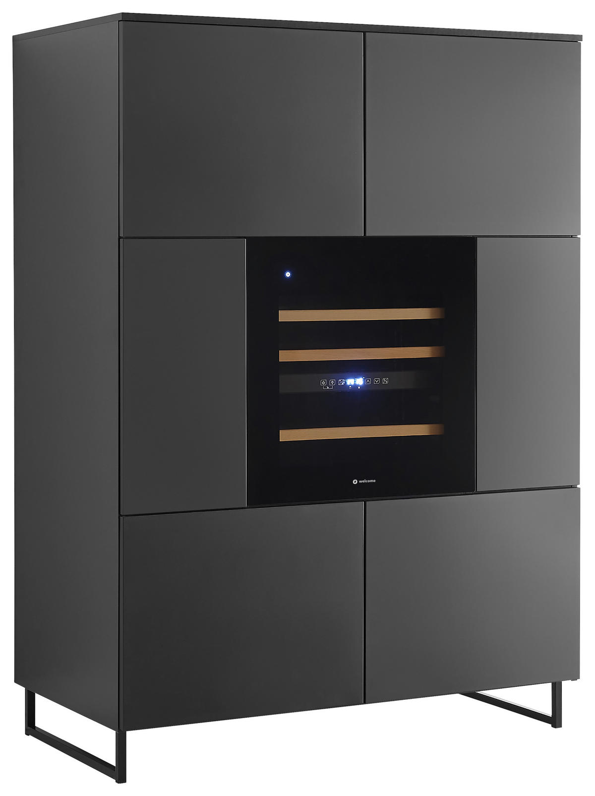 HIGHBOARD Mosel Weinschrank 120/200/58 cm  - Schwarz, KONVENTIONELL, Holzwerkstoff/Metall (120/200/58cm) - Carryhome