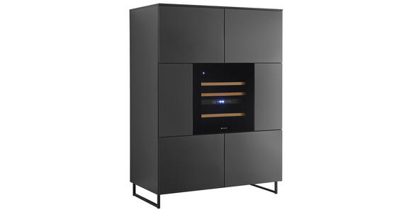 HIGHBOARD Mosel Weinschrank, 120/200/58 cm,  - Schwarz, KONVENTIONELL, Holzwerkstoff/Metall (120/200/58cm) - Carryhome