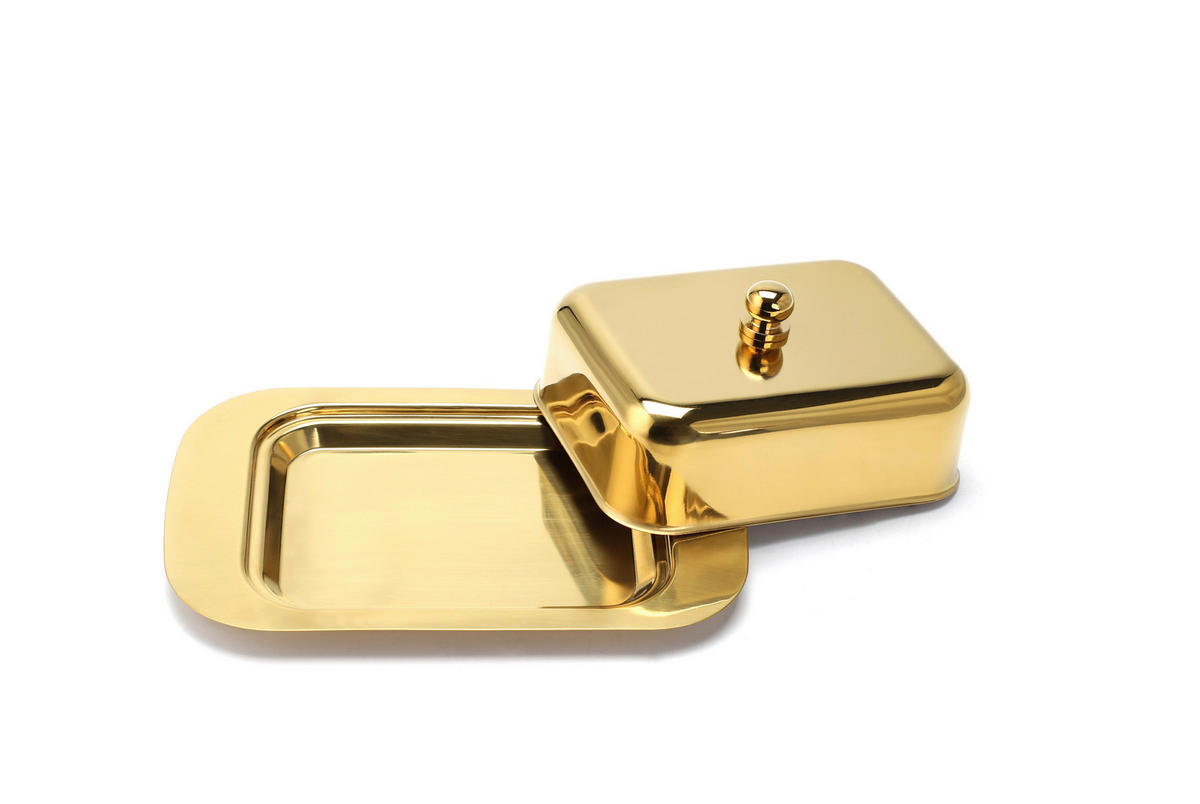 BUTTERDOSE Metall  - Goldfarben, Basics, Metall (18,5/12,2/7,0cm) - Echtwerk