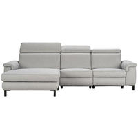 ECKSOFA Hellgrau Flachgewebe  - Hellgrau/Schwarz, KONVENTIONELL, Textil/Metall (182/304cm) - Pure Home Comfort