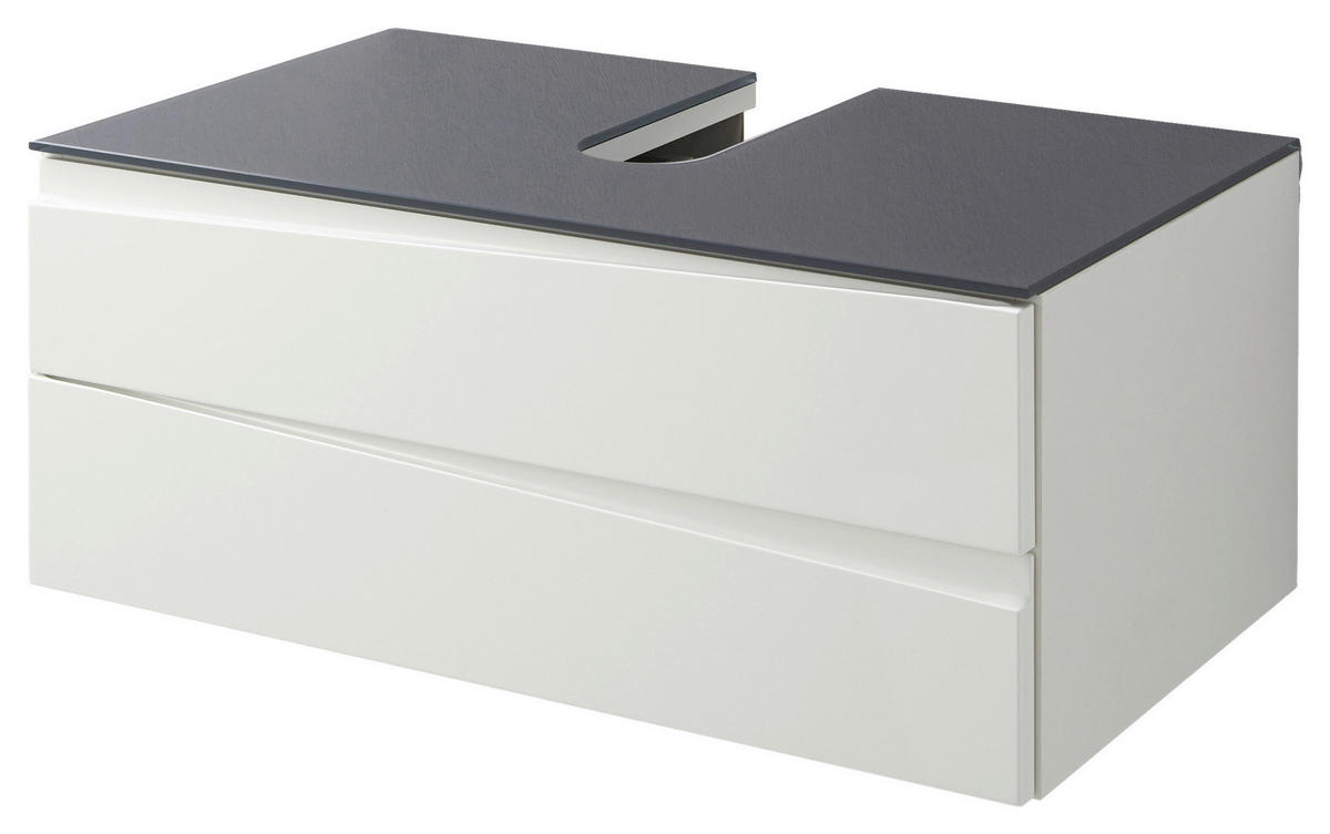 WASCHBECKENUNTERSCHRANK 80/33/47 cm  - Weiß Hochglanz/Grau, MODERN, Glas/Holzwerkstoff (80/33/47cm) - MID.YOU