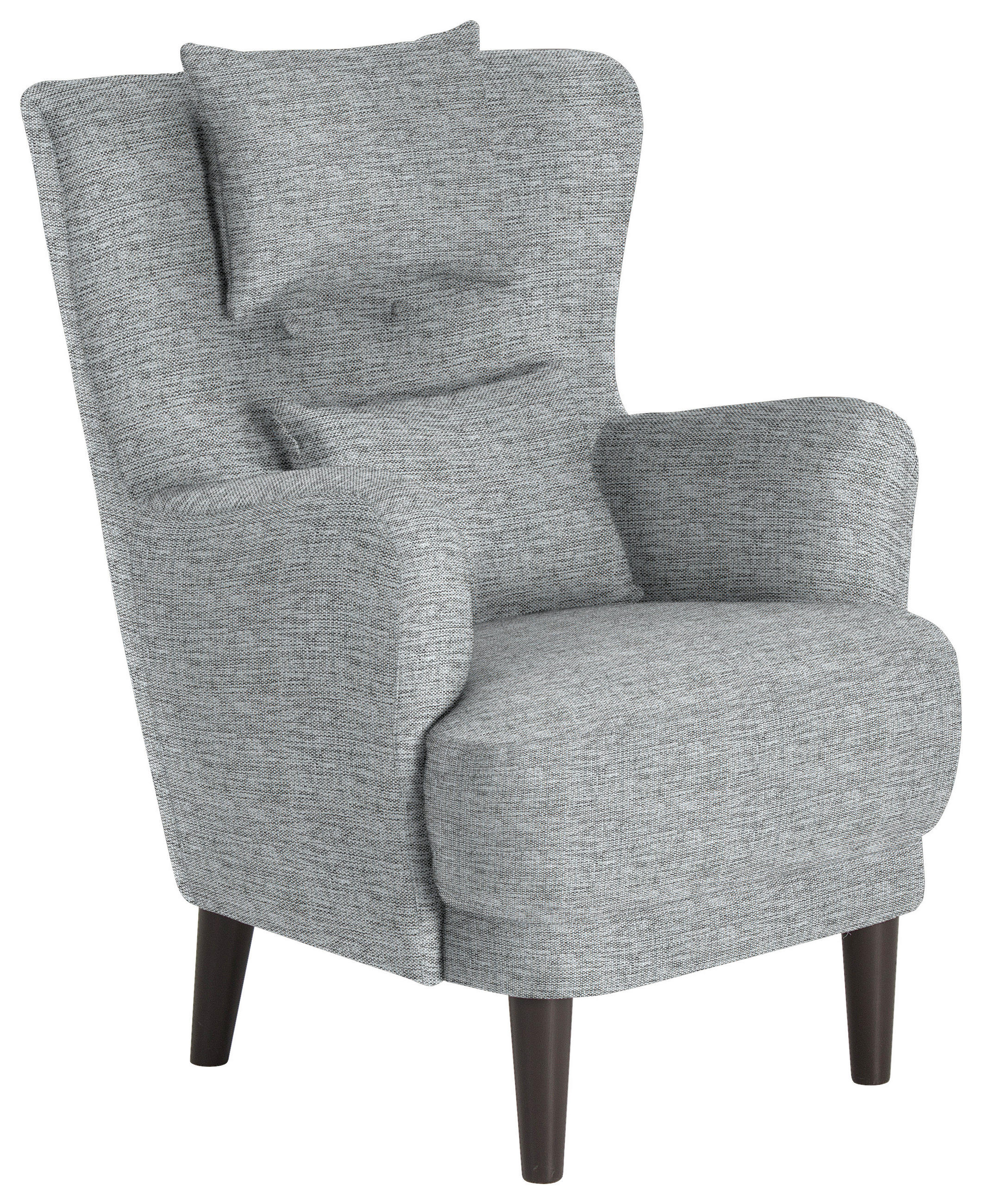 OHRENSESSEL in Flachgewebe Hellgrau  - Hellgrau/Schwarz, Design, Holz/Textil (81/106/90cm) - Carryhome