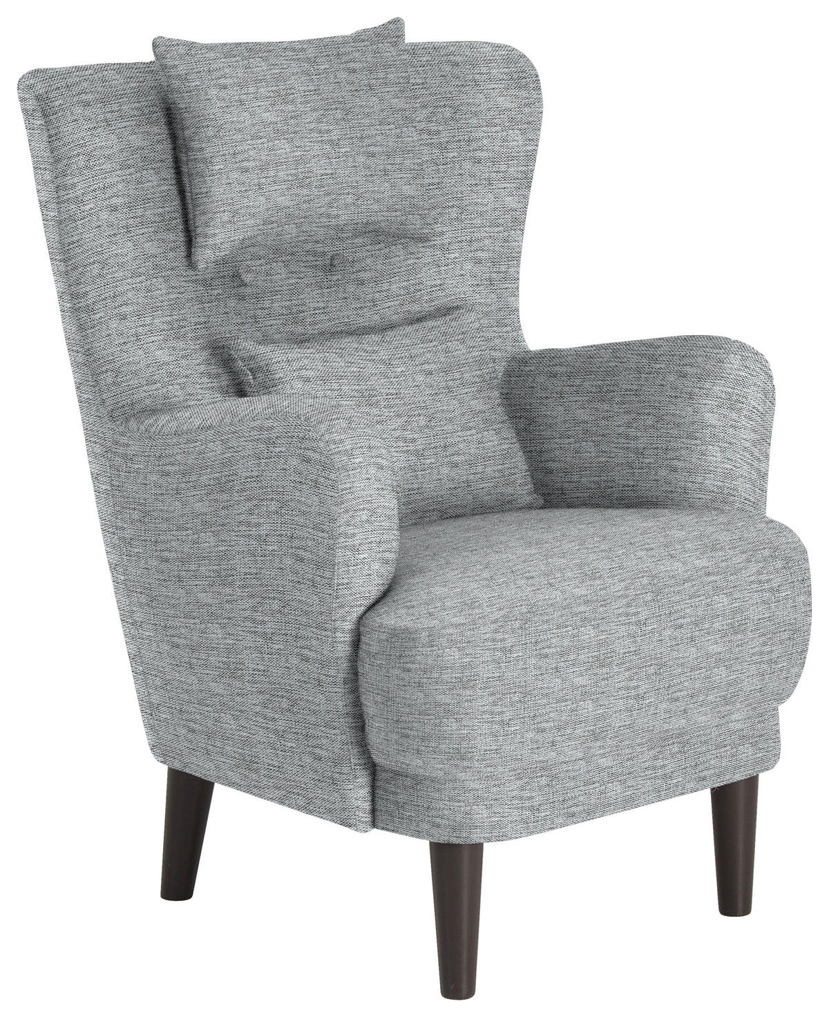 OHRENSESSEL in Flachgewebe Hellgrau  - Hellgrau/Schwarz, Design, Holz/Textil (81/106/90cm) - MID.YOU
