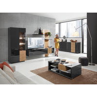 WOHNWAND QUADRA  in Eichefarben, Dunkelgrau  325/190/52 cm  - Eichefarben/Dunkelgrau, Design, Holz/Holzwerkstoff (325/190/52cm) - Ambiente