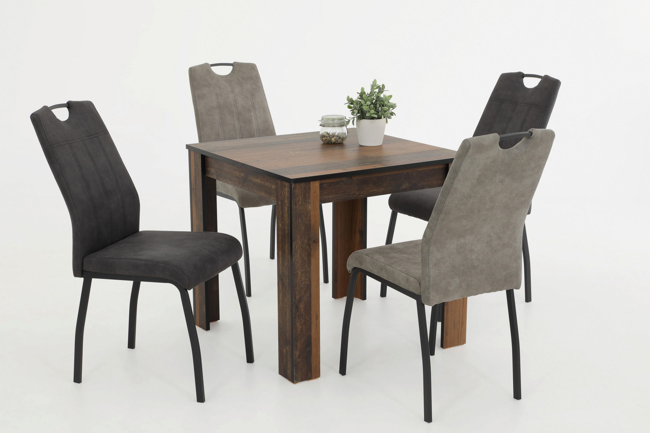 STUHL-SET Mikrofaser Grau  - Grau, MODERN, Textil/Metall (44/96/64cm) - MID.YOU