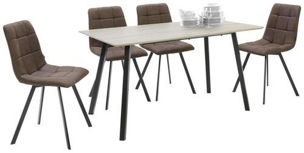 JÍDELNÍ STŮL, černá, barvy dubu, 140/80/75 cm - černá/barvy dubu, Design, kov/kompozitní dřevo (140/80/75cm) - Carryhome