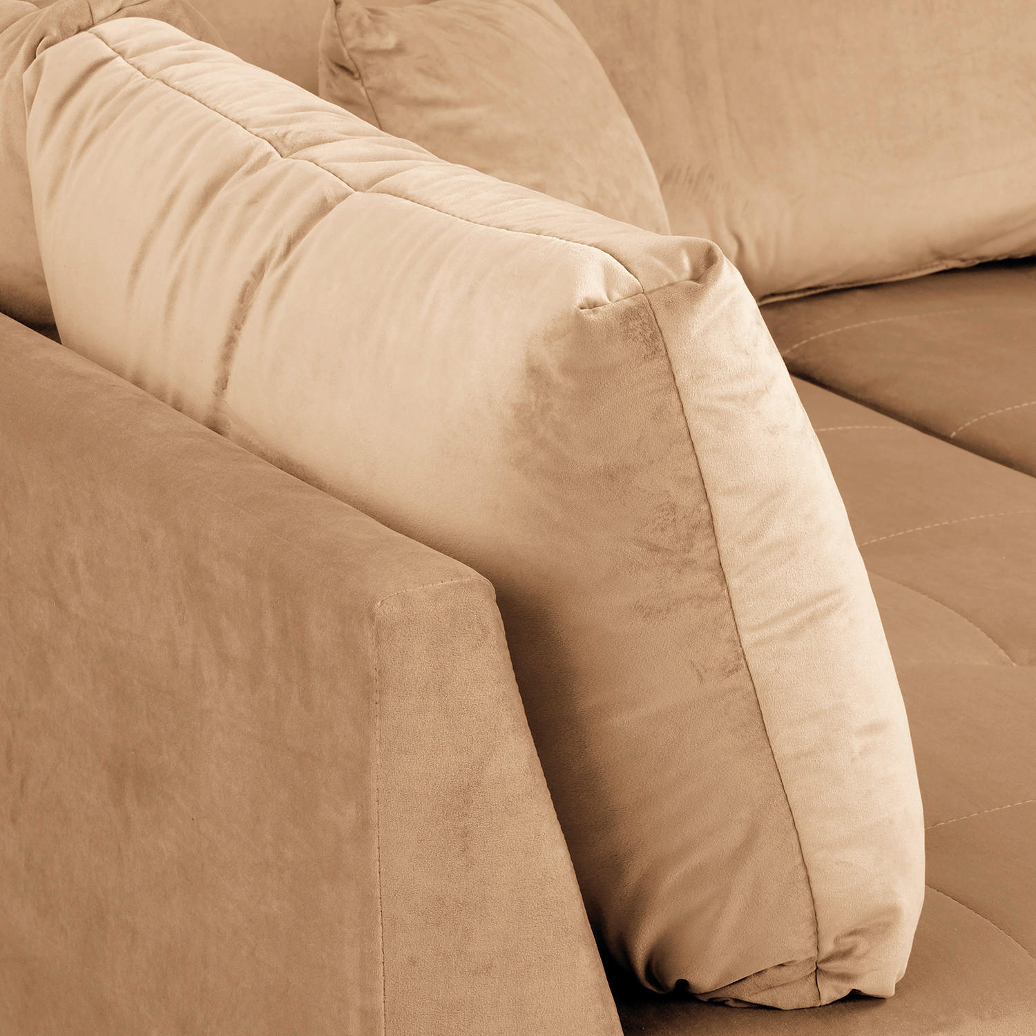 Thumbnail - Livetastic Ecksofa Ariella, Hellbraun, Textil, Buche, 4-Sitzer, Füllung: Komfortschaum, Silikon,Komfortschaum, Silikon, ...