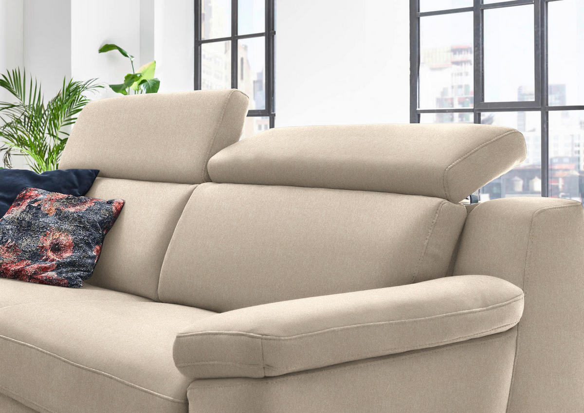 3-SITZER-SOFA in Chenille Sandfarben  - Sandfarben/Schwarz, Design, Textil/Metall (230/104/104cm) - Valdera