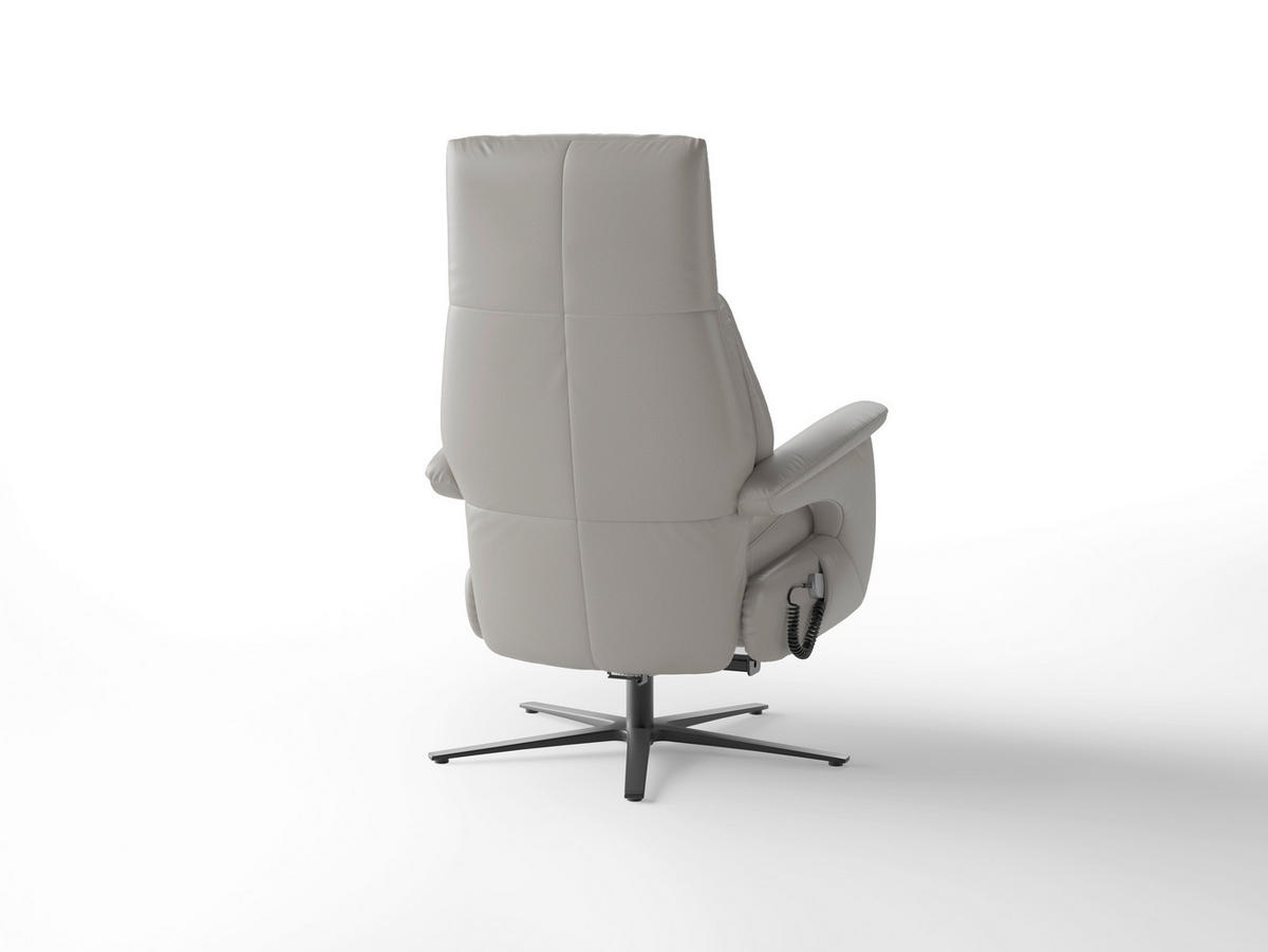 RELAXSESSEL in Leder Hellgrau  - Hellgrau/Schwarz, Basics, Leder/Metall (75/110/85cm) - Sit & More