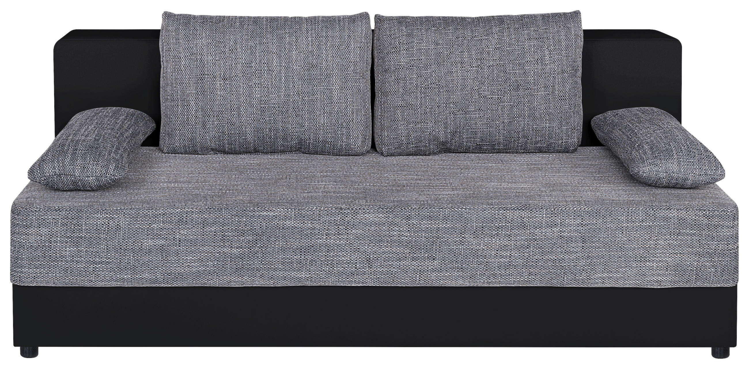 SCHLAFSOFA Lederlook, Webstoff Grau, Schwarz  - Schwarz/Grau, Basics, Kunststoff/Textil (200/90/103cm)