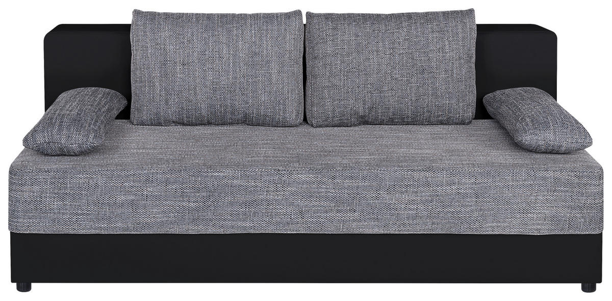 SCHLAFSOFA  mit Schlafen auf Sitzhöhe Lederlook, Webstoff Grau, Schwarz  - Schwarz/Grau, Design, Kunststoff/Textil (200/90/103cm) - P & B