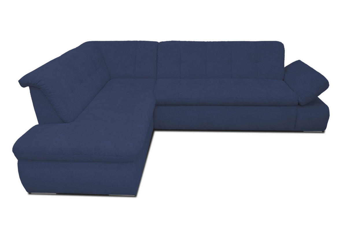 ECKSOFA Dunkelblau Mikrofaser  - Chromfarben/Dunkelblau, KONVENTIONELL, Textil/Metall (216/273cm) - MID.YOU
