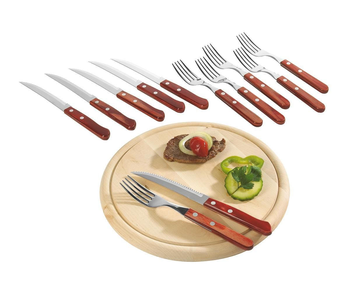 PRIBOR ZA ZREZKE     12-delni  - rjava, Natur, kovina/les - Homeware