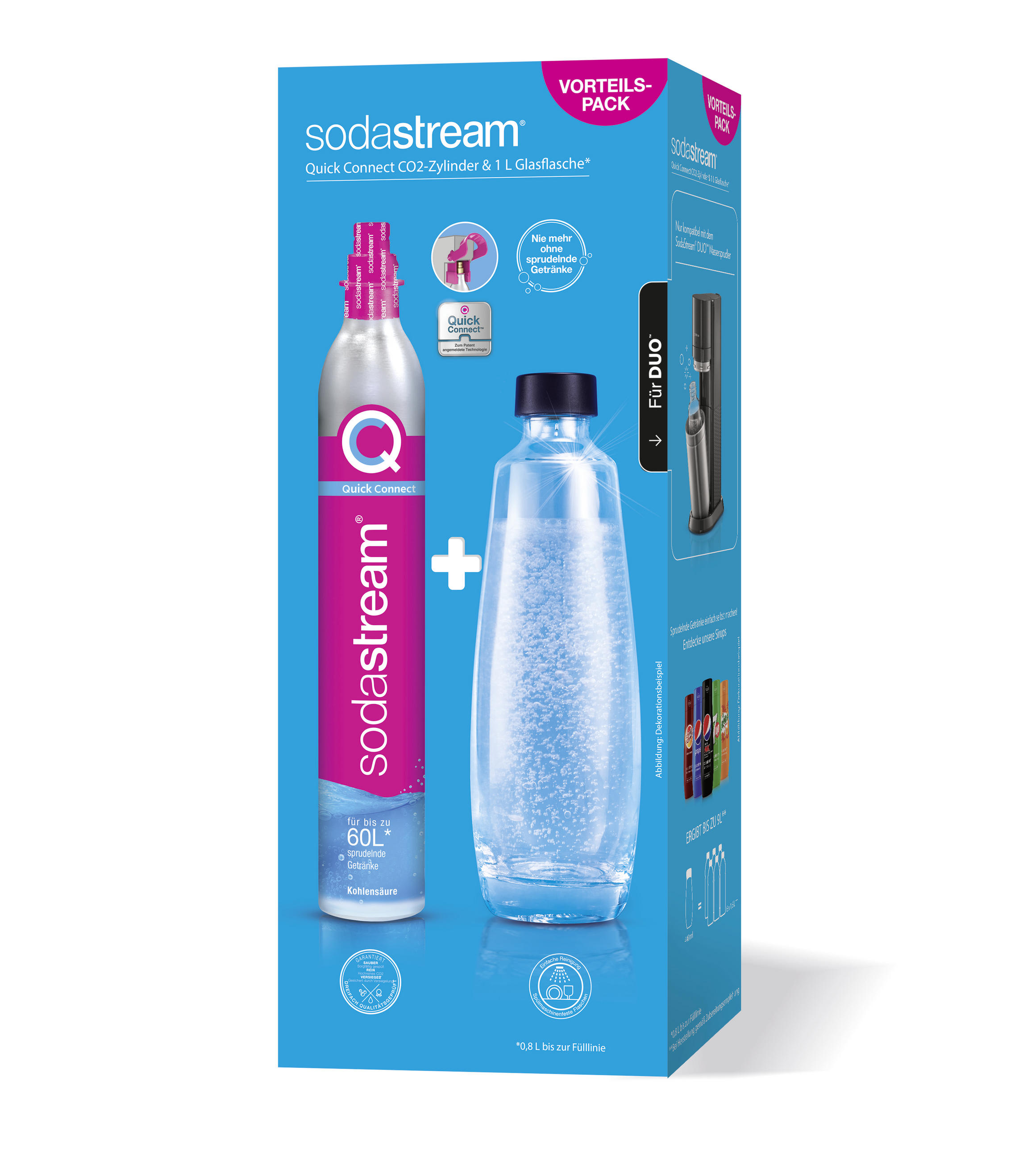 SodaStream E-Duo, Elektrischer Wassersprudler mit CO2-Zylinder, Glasflasche  und 2X 1L spülmaschinenfeste Kunststoff-Flasche, Höhe: 44cm, Farbe: Titan :  : Küche, Haushalt & Wohnen