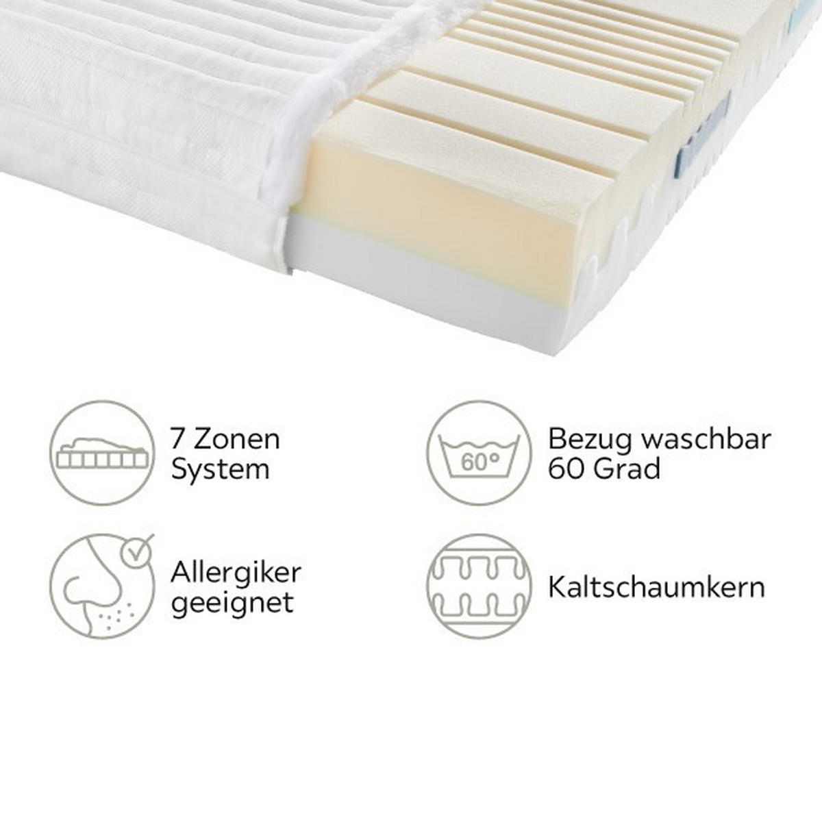 KALTSCHAUMMATRATZE 120/200 cm Höhe ca. 20 cm  - Weiß, Basics, Textil (120/200cm) - Sleeptex