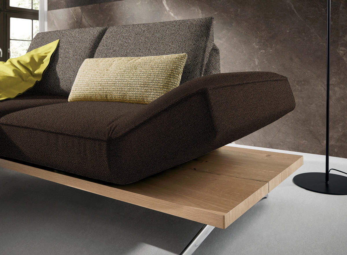 ECKSOFA in Flachgewebe Braun  132/240 cm  - Chromfarben/Braun, Design, Holz/Textil (132/240cm) - Koinor