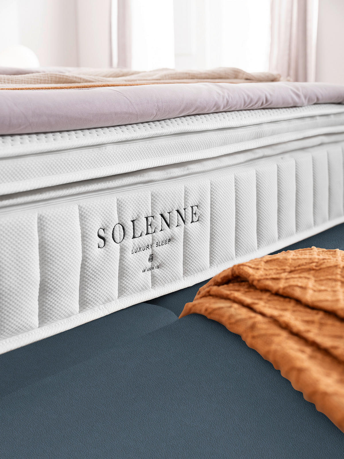 BOXSPRINGBETT 180/200 cm  in Blau, Hellgrau  - Blau/Hellgrau, Design, Textil/Metall (180/200cm) - Johann Jakob