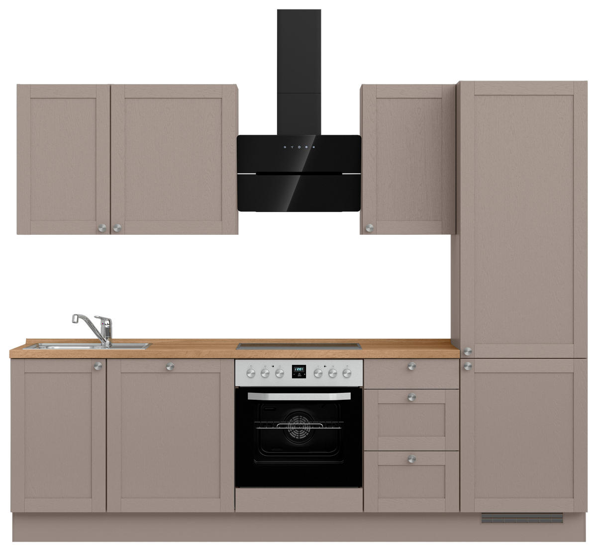 KÜCHENBLOCK Frame 270 cm  in Eichefarben, Beigebraun  - Edelstahlfarben/Eichefarben, MODERN, Holzwerkstoff/Metall (270cm) - Nobilia