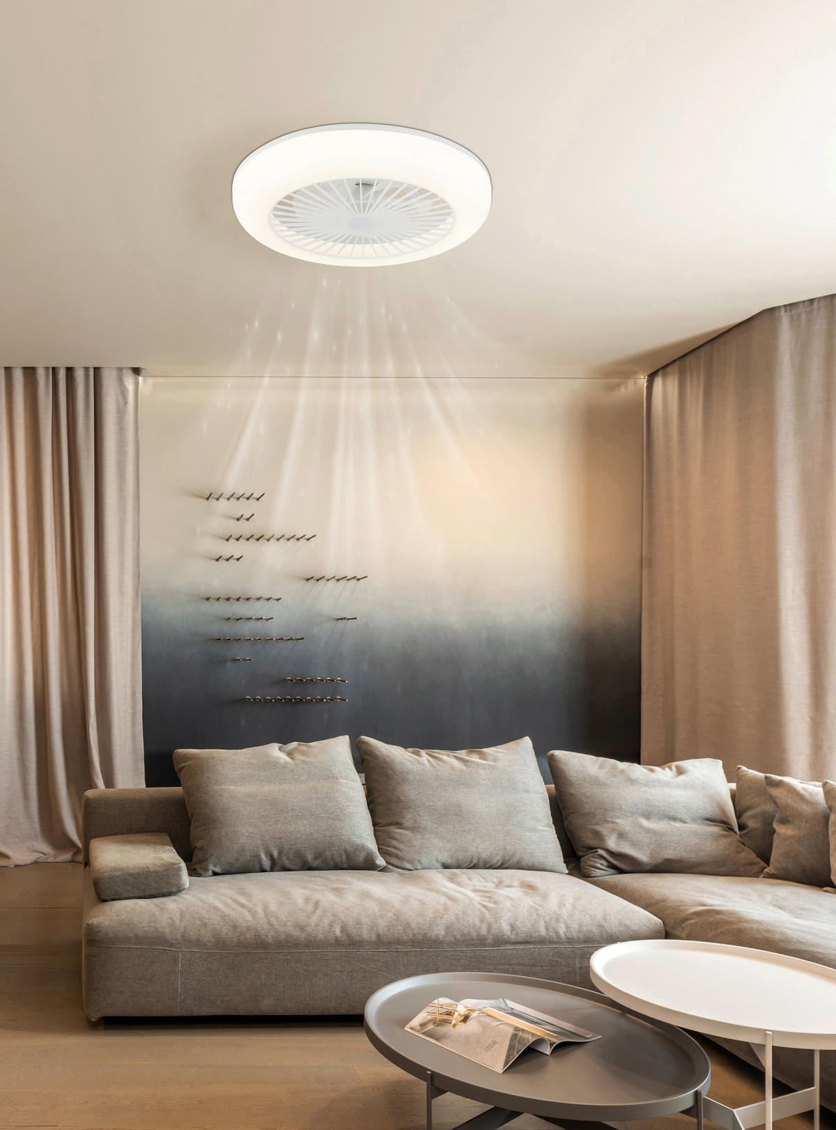 DECKENVENTILATOR Ferrell 45/140 cm  - Transparent/Opal, Design, Kunststoff (45/140cm) - Globo