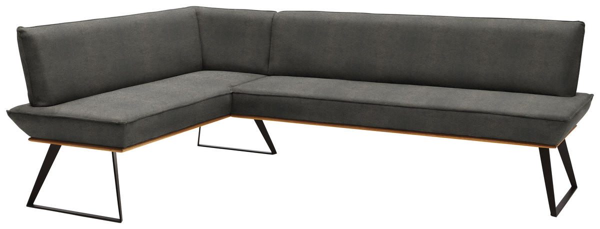 ECKBANK in Holz, Metall, Textil Grau, Schwarz, Eichefarben  - Eichefarben/Schwarz, Design, Holz/Textil (183/243cm) - Voleo