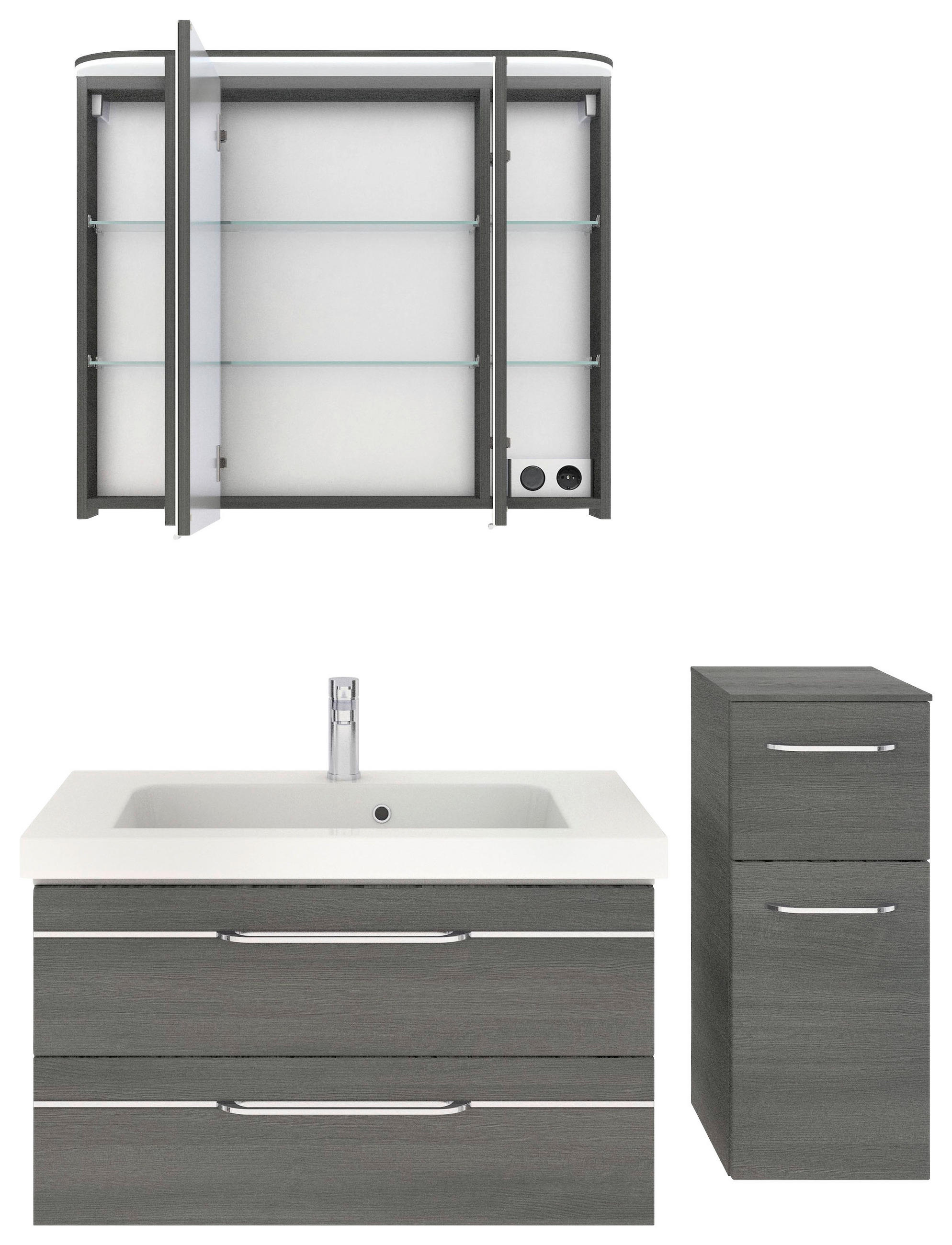 BADEZIMMER 4-teilig in 122 cm - Chromfarben/Graphitfarben, KONVENTIONELL, Glas/Holzwerkstoff (122cm) - Pelipal
