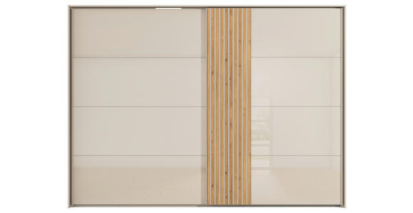 SCHWEBETÜRENSCHRANK 301/223/68 cm 2-türig Eichefarben, Champagner - Champagner/Eichefarben, Design, Glas/Holzwerkstoff (301/223/68cm) - Novel