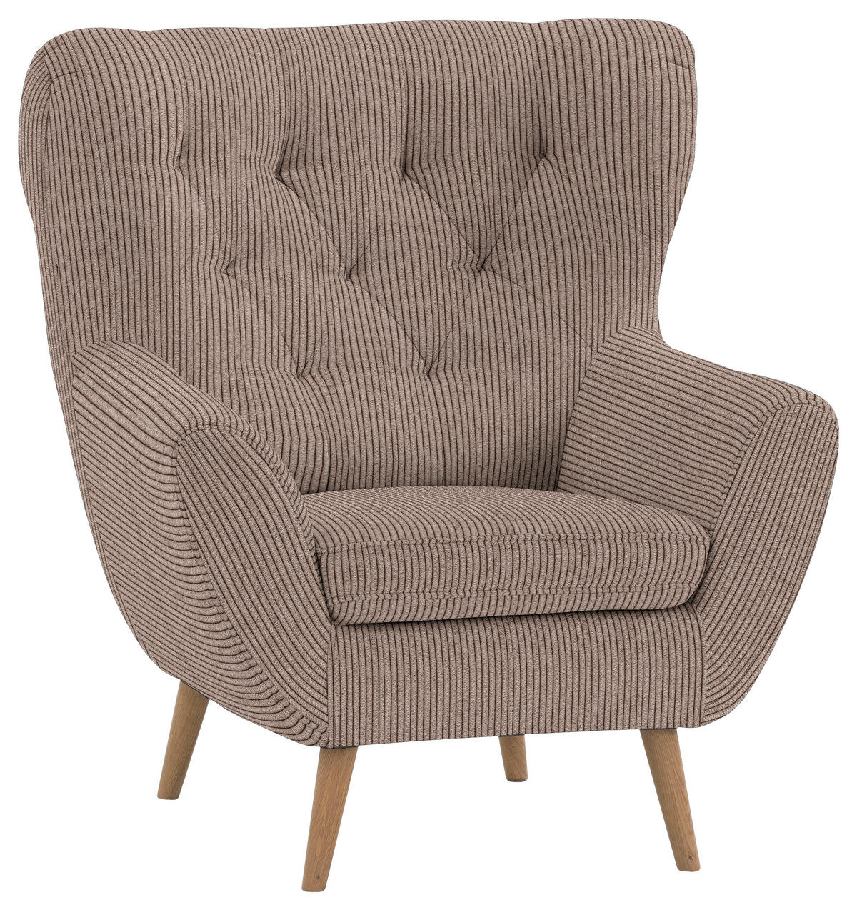 OHRENSESSEL in Cord Braun  - Eichefarben/Braun, Design, Holz/Textil (87/101/95cm) - Stylife