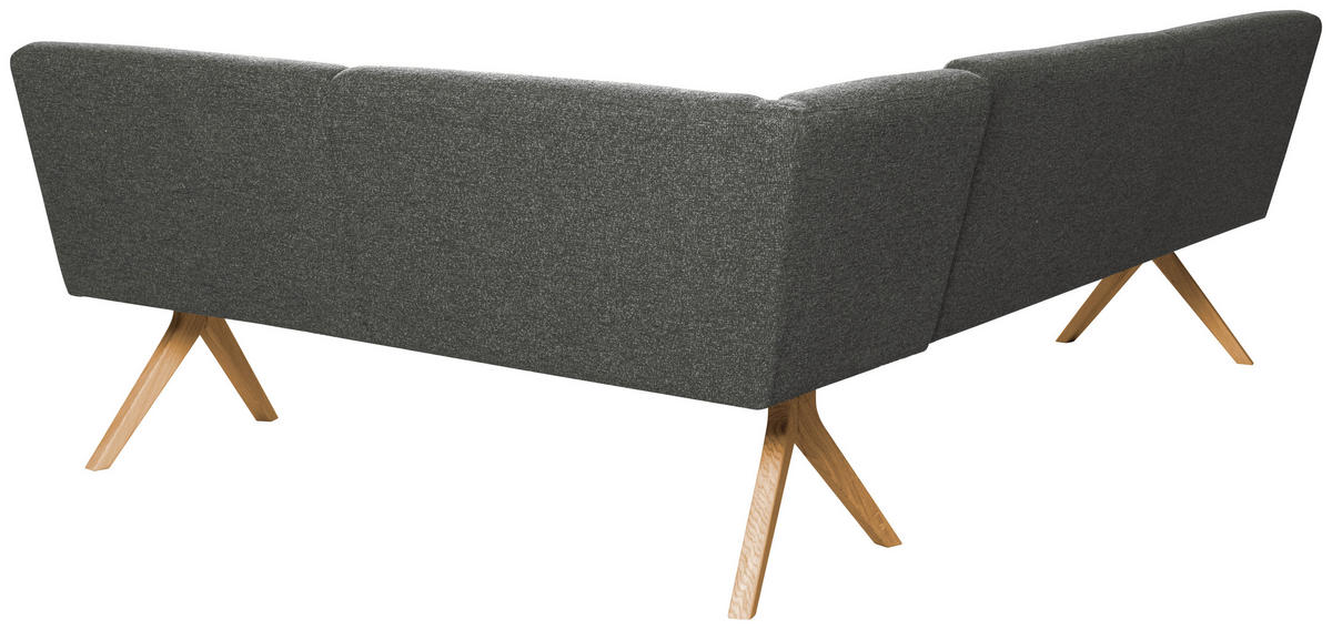 ECKBANK 218/172 cm Webstoff Dunkelgrau Eiche vollmassiv   - Eichefarben/Dunkelgrau, KONVENTIONELL, Holz/Textil (218/172cm) - Linea Natura