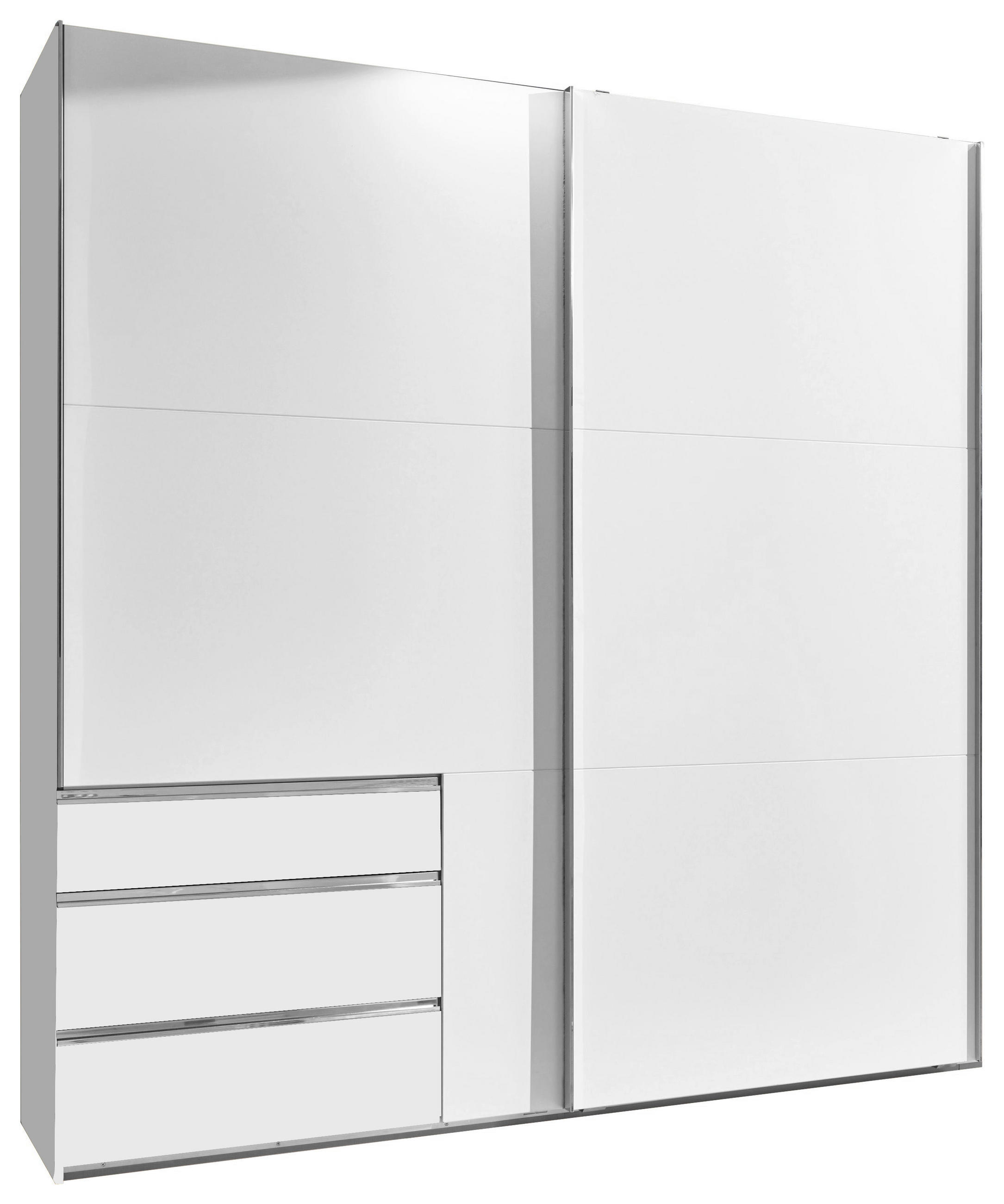 SCHWEBETÜRENSCHRANK in Weiss  - Chromfarben/Weiss, Modern, Holzwerkstoff/Metall (250/216/65cm) - MID.YOU