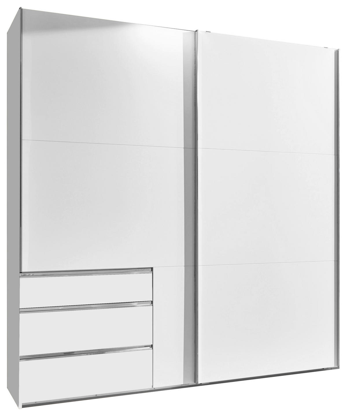 SCHWEBETÜRENSCHRANK in Weiss  - Chromfarben/Weiss, Modern, Holzwerkstoff/Metall (250/216/65cm) - MID.YOU