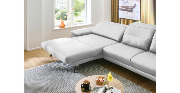 ECKSOFA in Echtleder Weiß  - Schwarz/Weiß, Design, Leder/Metall (193/332cm) - Dieter Knoll