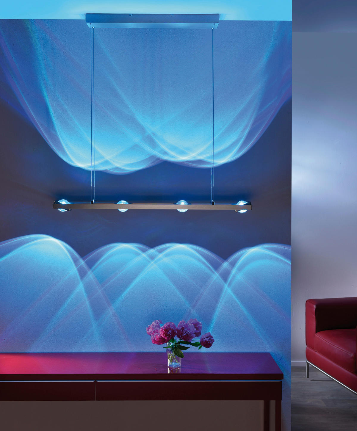 LED-HÄNGELEUCHTE  99/16,5/120 cm    - Edelstahlfarben, Design, Glas/Kunststoff (99/16,5/120cm) - Just Light