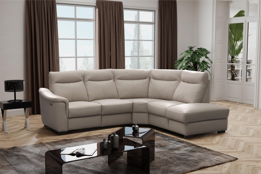 ECKSOFA  in Echtleder Grau  260/229 cm  - Wengefarben/Grau, Design, Leder/Holz (260/229cm) - Livetastic