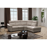 ECKSOFA  in Echtleder Grau  260/229 cm  - Wengefarben/Grau, Design, Leder/Holz (260/229cm) - Livetastic