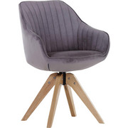 STUHL Velours Schlammfarben - Schlammfarben/Eichefarben, Design, Holz/Textil (60/83/65cm) - Hom`in
