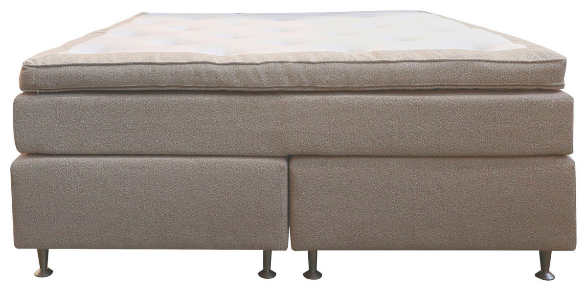 KONTINENTALSÄNG 180/200 cm  i beige  - beige/aluminiumfärg, Klassisk, metall/trä (180/200cm) - Cassando