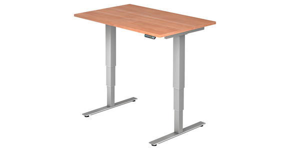 SCHREIBTISCH 120/80/63,5-128,5 cm  in Silberfarben, Nussbaumfarben  - Silberfarben/Nussbaumfarben, KONVENTIONELL, Holzwerkstoff/Metall (120/80/63,5-128,5cm) - Venda