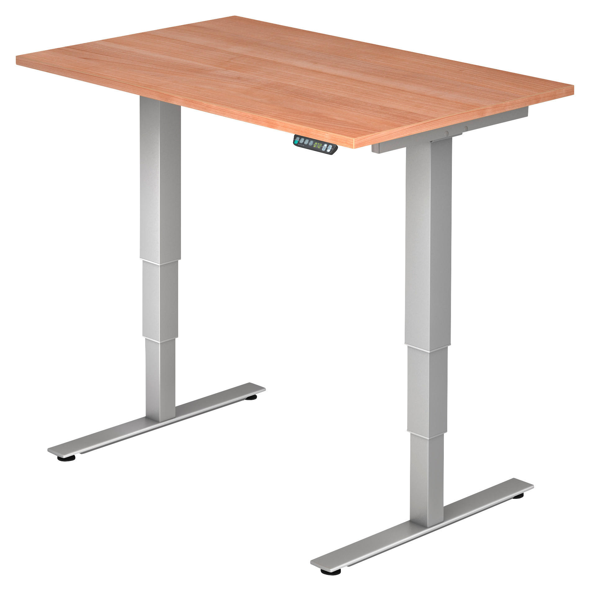 SCHREIBTISCH 120/80/63,5-128,5 cm  in Silberfarben, Nussbaumfarben  - Silberfarben/Nussbaumfarben, KONVENTIONELL, Holzwerkstoff/Metall (120/80/63,5-128,5cm) - Venda