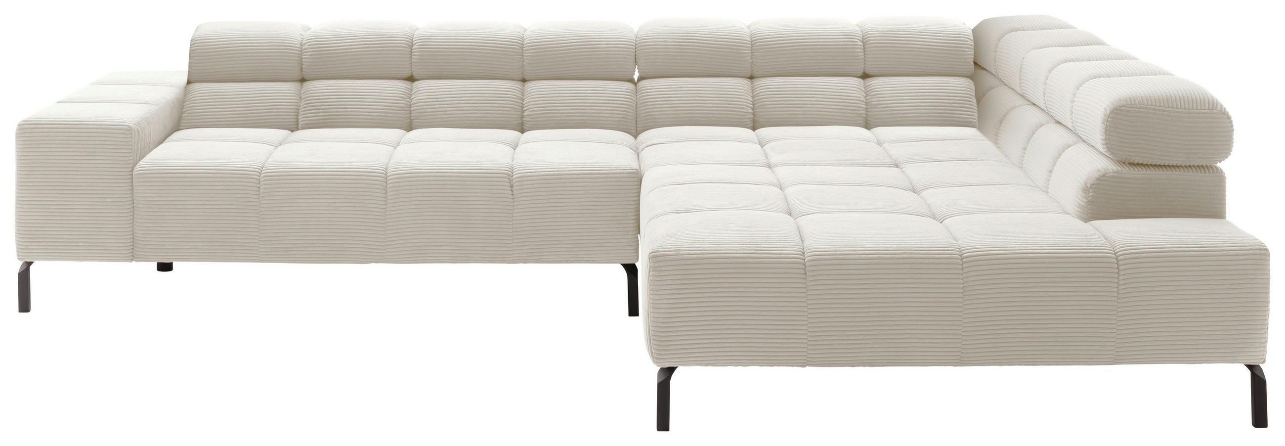 ECKSOFA Creme Cord  - Creme/Schwarz, Design, Textil/Metall (321/216cm) - Hom`in