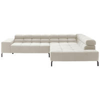 ECKSOFA inkl. Sitzvorzug Creme Cord  - Creme/Schwarz, Design, Textil/Metall (321/216cm) - Hom`in