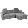 ECKSOFA in Mikrofaser Grau  276/193 cm  - Chromfarben/Grau, MODERN, Kunststoff/Textil (276/193cm) - Hom`in