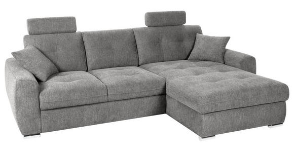 ECKSOFA in Mikrofaser Grau  276/193 cm  - Chromfarben/Grau, MODERN, Kunststoff/Textil (276/193cm) - Hom`in