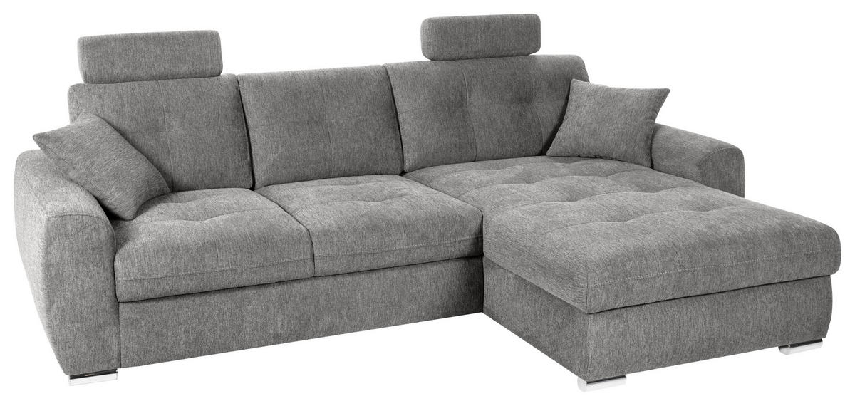 ECKSOFA in Mikrofaser Grau  - Chromfarben/Grau, Modern, Kunststoff/Textil (276/193cm) - Hom`in